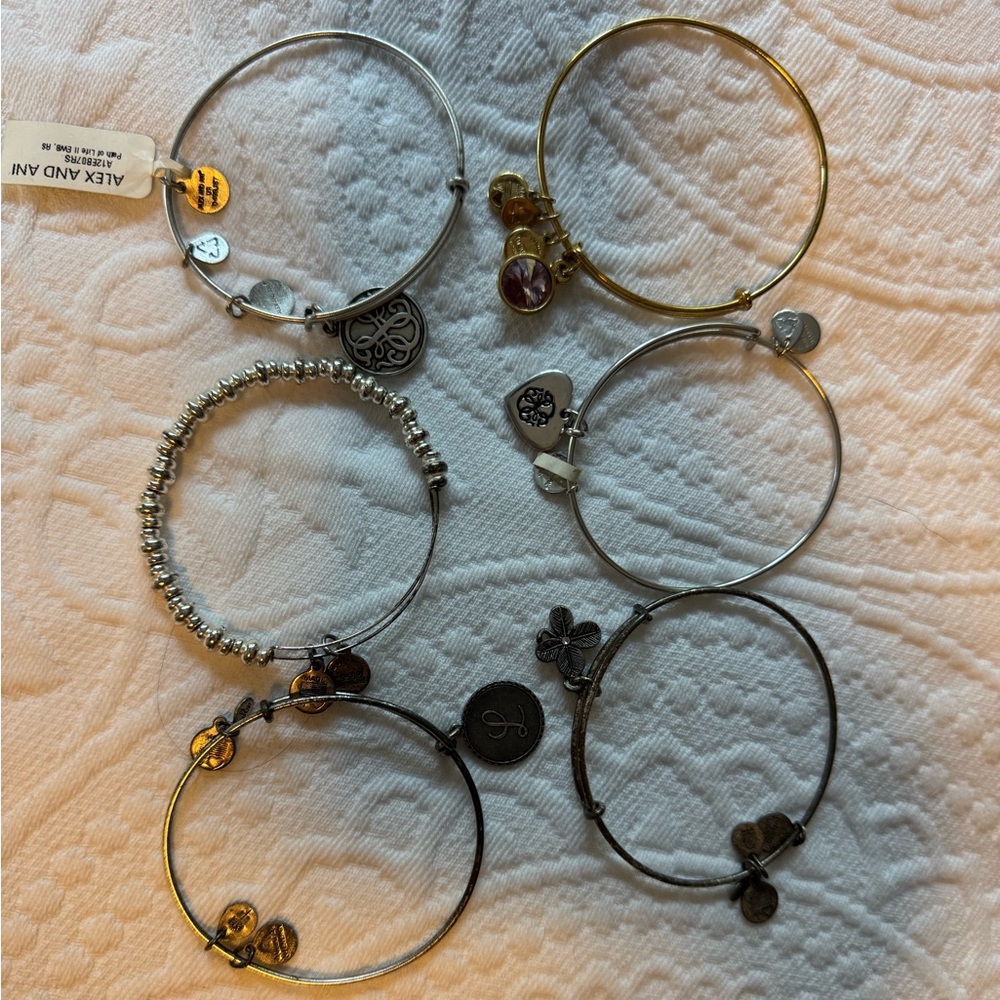 Alex and Ani Gold and Silver Charm Bracelets Set